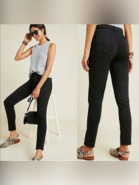 AG ADRIANO GOLDSCHMIED x Anthropologie The Abbey Mid-Rise Ankle Jeans Black 27R